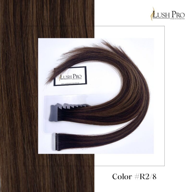 Lush Pro Tape In human remy hair extensions color #R2-8