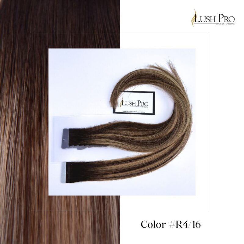 Lush Pro Tape In human remy hair extensions color #R4-16