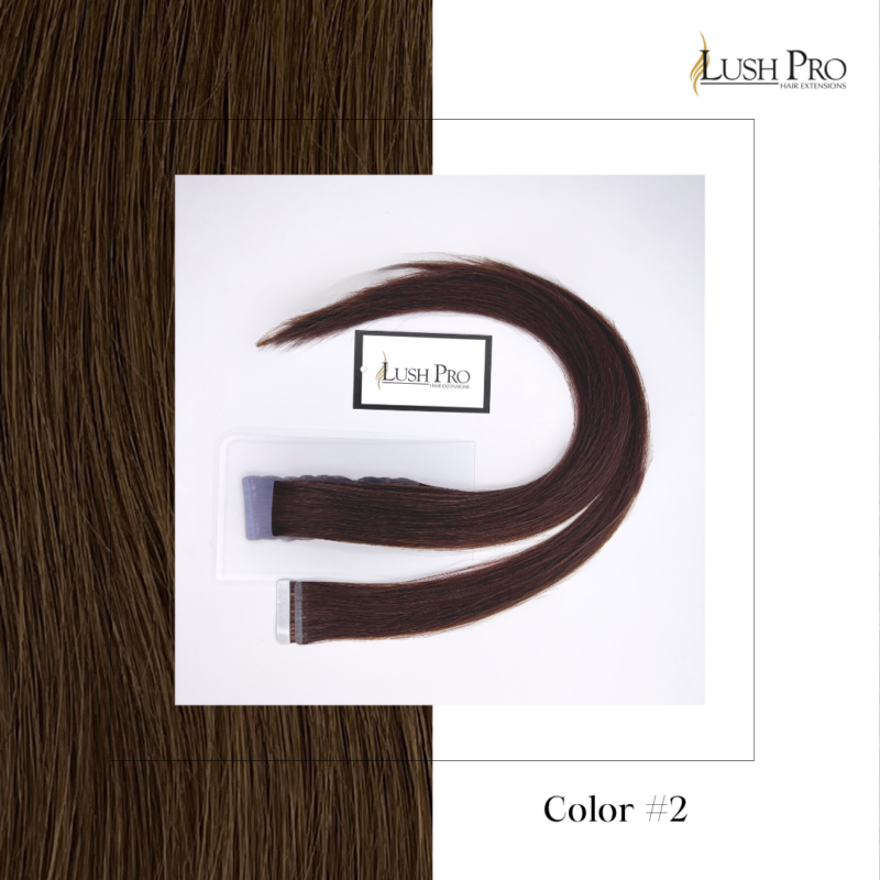 Lush Pro Tape In human remy hair extensions color #2